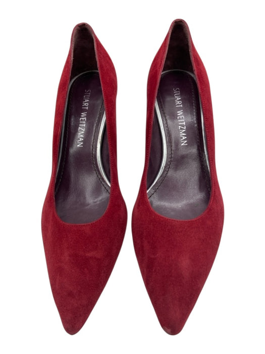 Stuart Weitzman Shoe Size 8.5 Dark Red Leather Upper Suede Pointed Toe Pumps Dark Red / 8.5