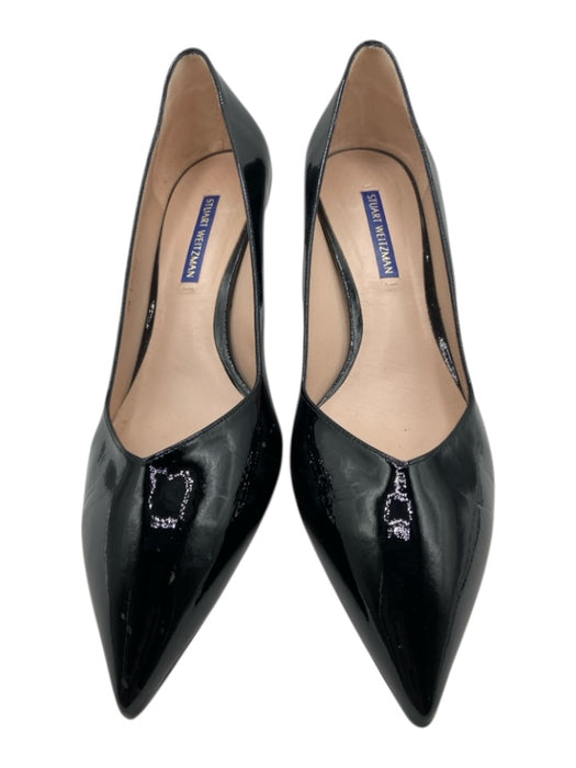 Stuart Weitzman Shoe Size 9 Black Patent Pointed Toe Mid Heel Pumps Black / 9