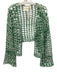 Maeve Size One Size Green & White Acrylic Knit Open Long Sleeve Crop Cardigan Green & White / One Size
