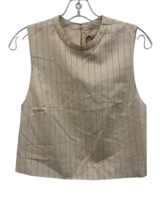 MNG Size S White & Black Viscose Blend Stripe Sleeveless Side Zip Top White & Black / S