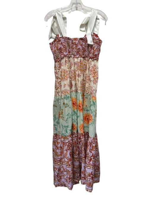 Free People Size M Pink & Multi No Fabric Tag Mixed Pattern Tie Shoulder Dress Pink & Multi / M