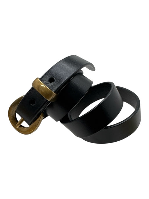 Madewell Black Leather Gold Tone Buckle Round Skinny Belts Black / S