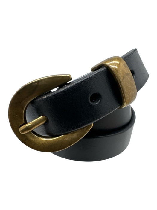 Madewell Black Leather Gold Tone Buckle Round Skinny Belts Black / S