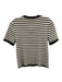 Elie Tahari Size M White & Black Viscose Blend Short Sleeve Striped Buttons Top White & Black / M