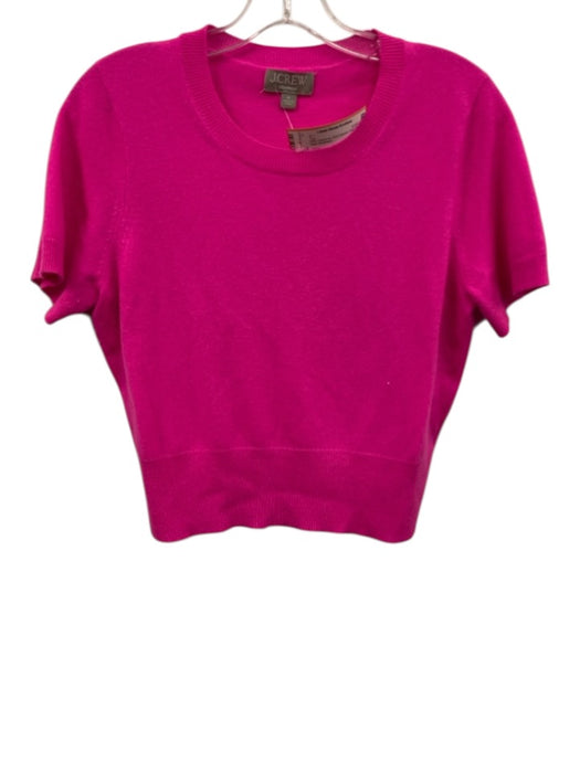 J Crew Size M Pink Cashmere Short Sleeve Knit Crew Neck Top Pink / M