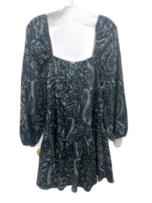 Maeve Size Large Black, Yellow & White Print Cotton Blend Floral Dress Black, Yellow & White Print / Large