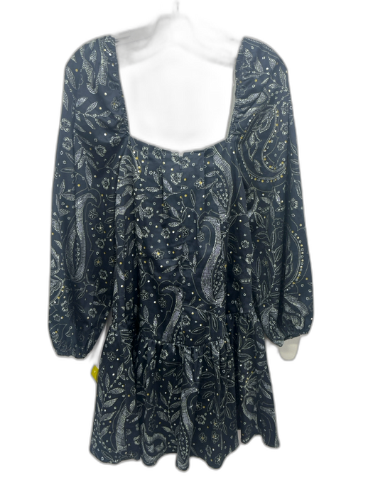 Maeve Size Large Black, Yellow & White Print Cotton Blend Floral Dress Black, Yellow & White Print / Large