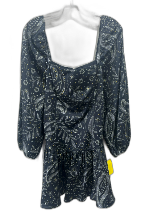 Maeve Size Large Black, Yellow & White Print Cotton Blend Floral Dress Black, Yellow & White Print / Large