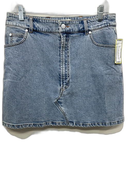 Pilcro Size 12 Med Light Wash Cotton Denim Zip & Button Contrast Stitch Skirt Med Light Wash / 12