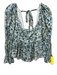 Pilcro Size L Gray, Green & Yellow Cotton Short Balloon Sleeve Peplum Top Gray, Green & Yellow / L