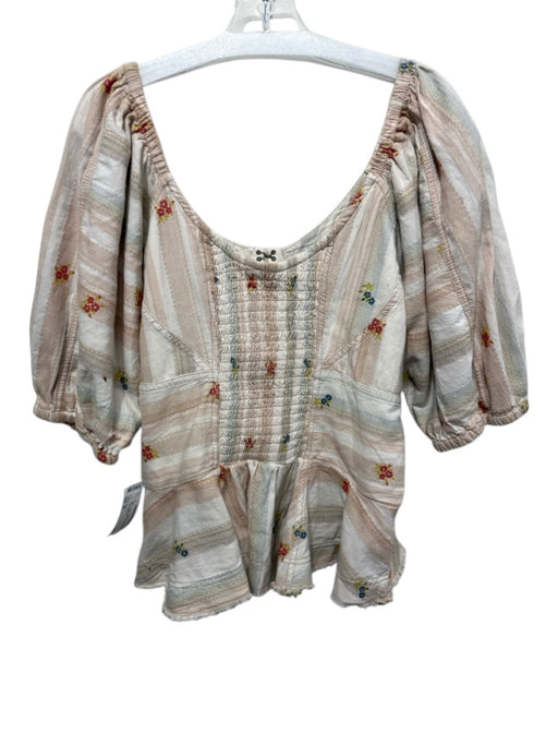 Pilcro Size XL Cream & Multi floral print Frayed Hem Top Cream & Multi / XL