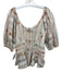 Pilcro Size XL Cream & Multi floral print Frayed Hem Top Cream & Multi / XL
