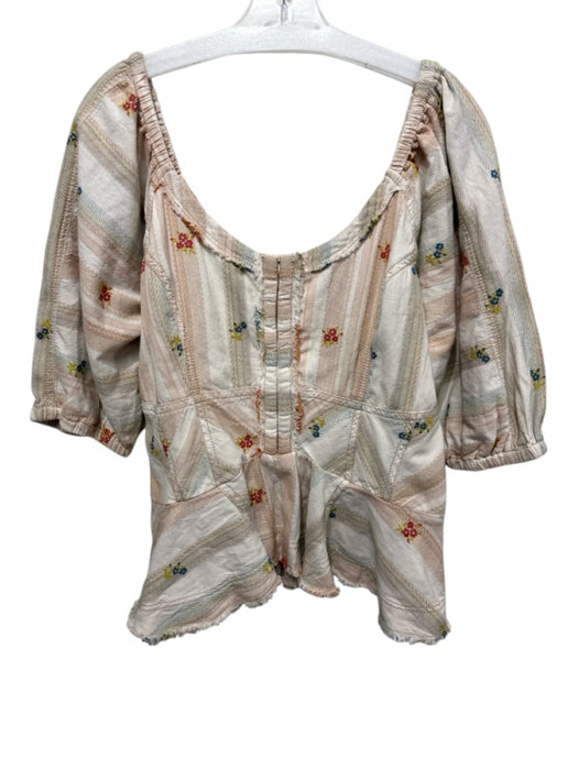 Pilcro Size XL Cream & Multi floral print Frayed Hem Top Cream & Multi / XL
