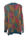 Crossings Size L Teal, Red & Orange Cotton Knit Botanical Ribbed Hem Sweater Teal, Red & Orange / L