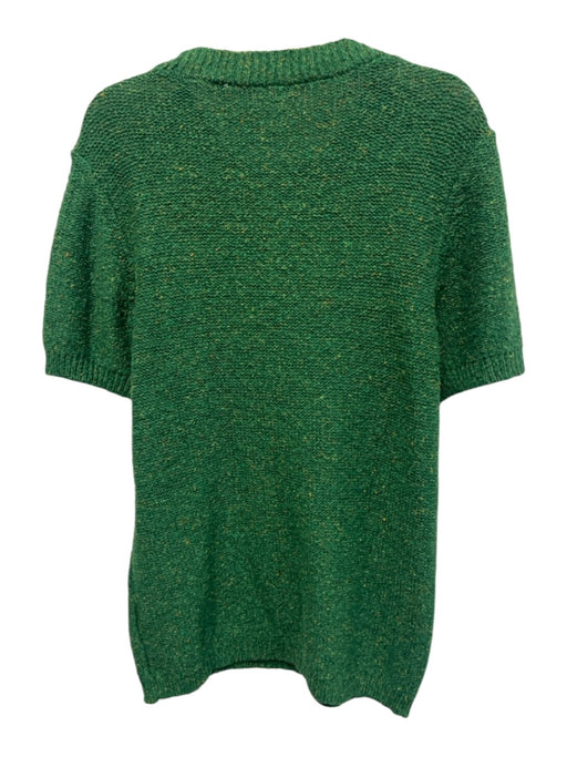Elie Tahari Size Est M Green & Orange Cotton, Linen & Silk Knit Short Sleeve Top Green & Orange / Est M