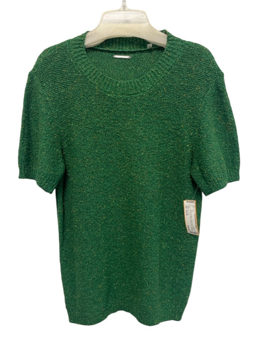 Elie Tahari Size Est M Green & Orange Cotton, Linen & Silk Knit Short Sleeve Top Green & Orange / Est M