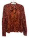 By Anthropologie Size L Burnt Orange Viscose Blend Floral Velvet Burnout Top Burnt Orange / L