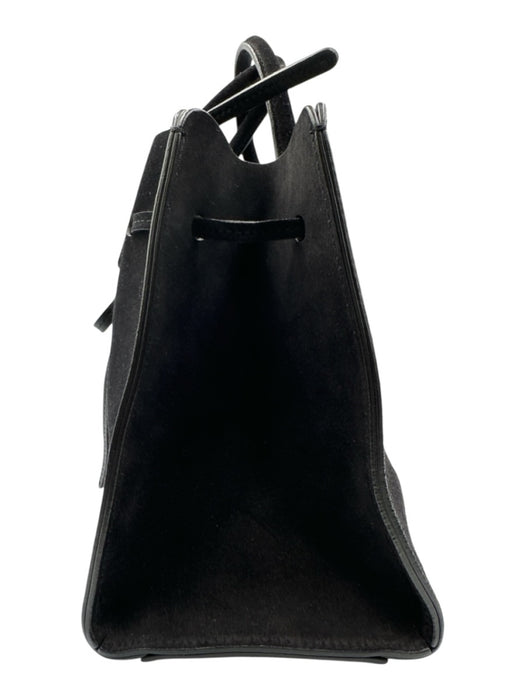 Mansur Gavriel Black Suede leather Open Top Top Handles Bow Detail hand bag Bag Black / S