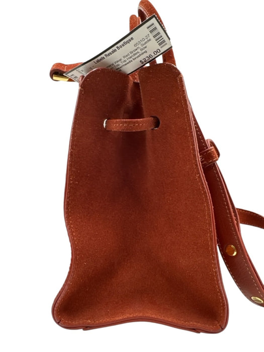 Mansur Gavriel Red Brown Suede leather Open Top Top Handles Bow Detail Bag Red Brown / S