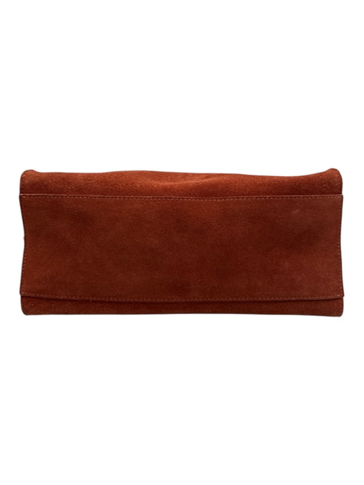 Mansur Gavriel Red Brown Suede leather Open Top Top Handles Bow Detail Bag Red Brown / S