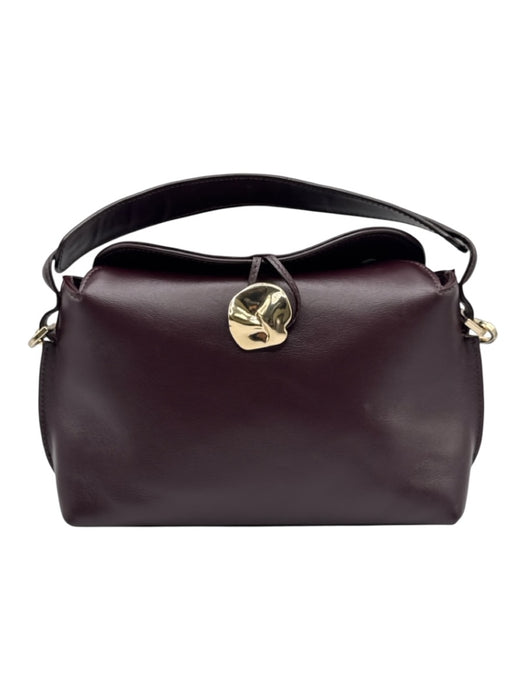 Flattered Burgundy Brown Leather Gold hardware Magnetic Flap Bag Burgundy Brown / XS