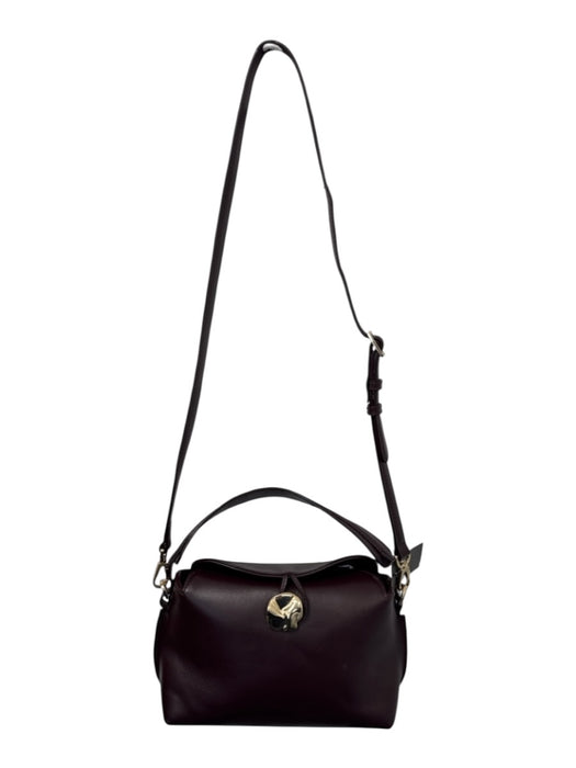Flattered Burgundy Brown Leather Gold hardware Magnetic Flap Bag Burgundy Brown / XS