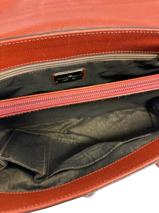 Salvatore Ferragamo Orange Pebble Leather Silver Hardware Turn Lock Bag Orange / S