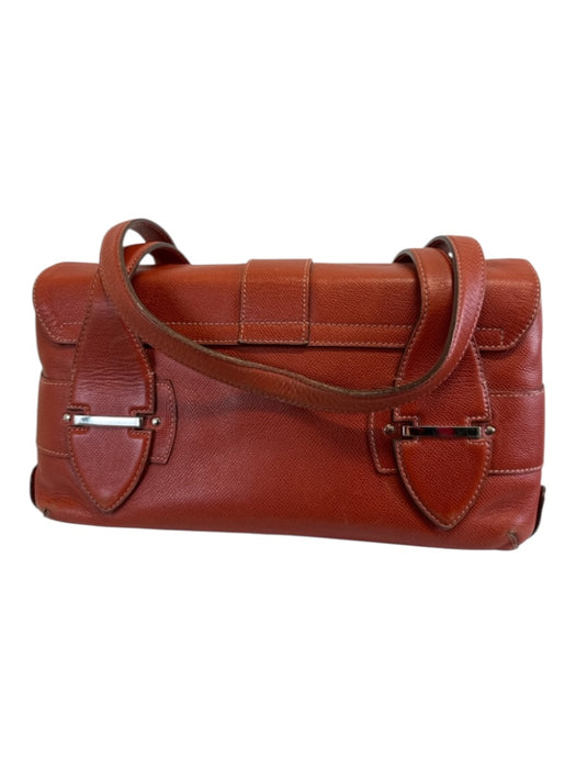 Salvatore Ferragamo Orange Pebble Leather Silver Hardware Turn Lock Bag Orange / S