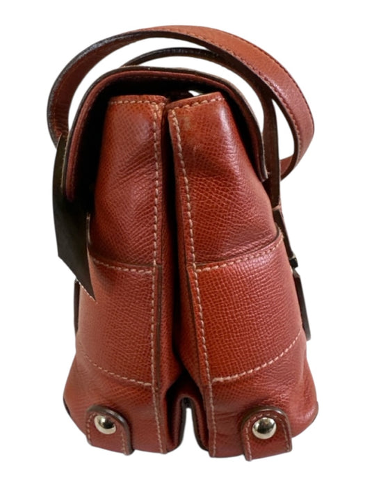 Salvatore Ferragamo Orange Pebble Leather Silver Hardware Turn Lock Bag Orange / S