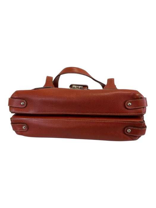 Salvatore Ferragamo Orange Pebble Leather Silver Hardware Turn Lock Bag Orange / S