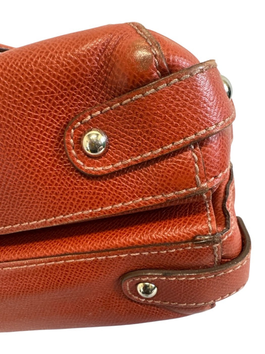 Salvatore Ferragamo Orange Pebble Leather Silver Hardware Turn Lock Bag Orange / S