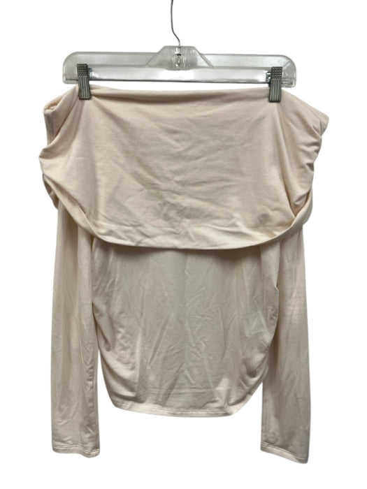 Reformation Size L White Tencel Blend Long Sleeve Fold Over Neckline Top White / L