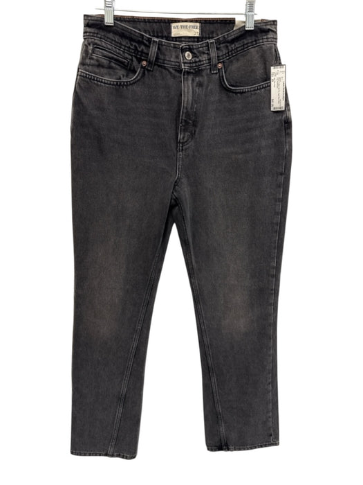 We The Free Size 29 Black Cotton Zip Fly High Rise Wide Leg Jeans Black / 29