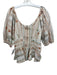 Pilcro Size XL Cream & Multi floral print Frayed Hem Top Cream & Multi / XL