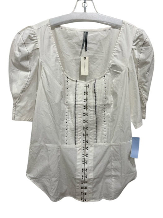 Anthropologie Size L White Cotton Hook & Eye Top White / L