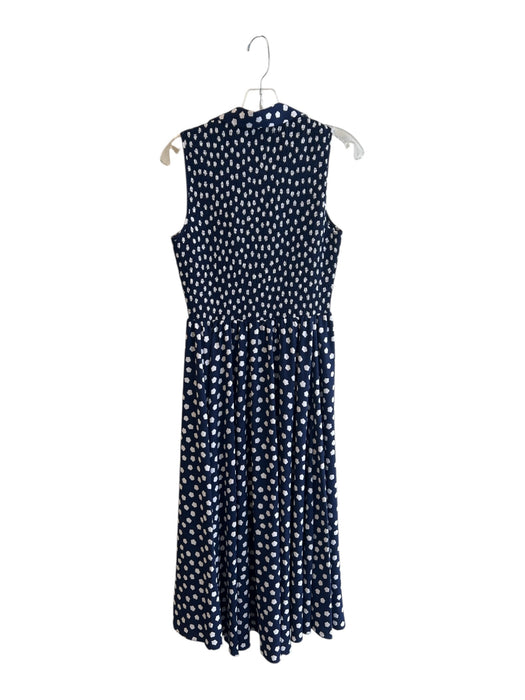 Kate Spade Size 2 Navy Blue & White Polyester Sleeveless Button Front Dress Navy Blue & White / 2