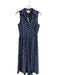 Kate Spade Size 2 Navy Blue & White Polyester Sleeveless Button Front Dress Navy Blue & White / 2