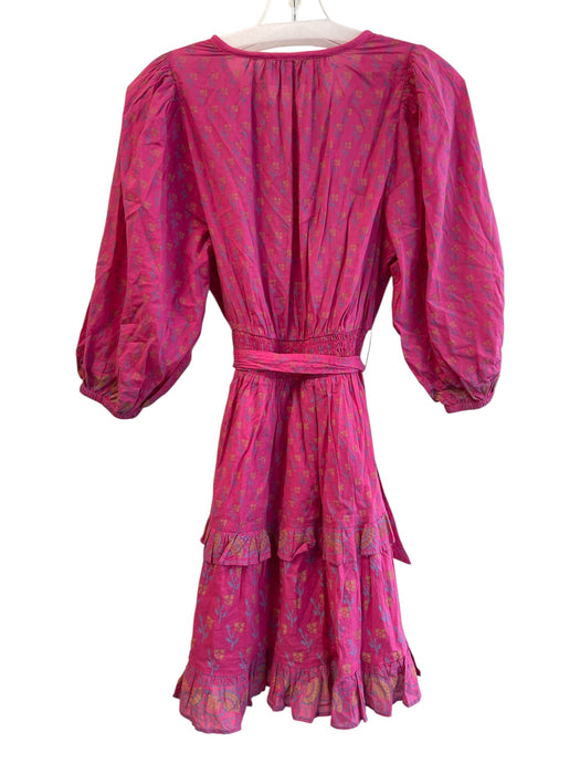 Cleobella Size XS Hot Pink, Yellow & Blue Organic Cotton Long puff sleeve Dress Hot Pink, Yellow & Blue / XS