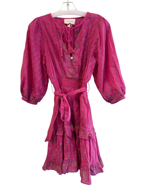 Cleobella Size XS Hot Pink, Yellow & Blue Organic Cotton Long puff sleeve Dress Hot Pink, Yellow & Blue / XS