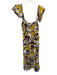 Anthropologie Size M Brown & Yellow Cotton Maxi Animal Print Smock Neck Dress Brown & Yellow / M