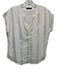 La Plage Size S White & Gold Cotton Striped Metallic Thread Cap Sleeve Top White & Gold / S
