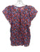 Rebecca Taylor Size XS Blue, Red & Black Silk & Cotton Floral Semi Sheer Top Blue, Red & Black / XS