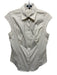 Theory Size S Petite Beige & White Cotton & Nylon Sleeveless Striped Collar Top Beige & White / S Petite