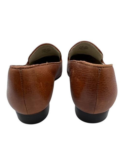 LL Bean Shoe Size 7 Tan Brown Leather Pebbled Low Stacked Heel Slip On Loafers Tan Brown / 7
