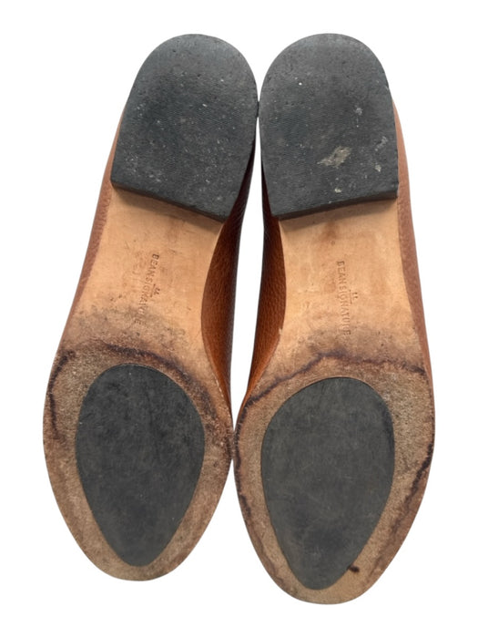 LL Bean Shoe Size 7 Tan Brown Leather Pebbled Low Stacked Heel Slip On Loafers Tan Brown / 7