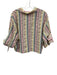 Kerri Rosenthal Size XS Pink & Multi Cotton Striped 3/4 Sleeve Button Front Top Pink & Multi / XS
