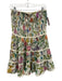 PQ Swimwear Size M/L Cream Beige & Multi Cotton Floral Shirred Bodice Dress Cream Beige & Multi / M/L