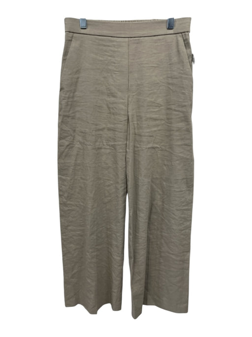 Theory Size XS Taupe Beige Linen & Viscose Elastic Waistband Wide Leg Pants Taupe Beige / XS