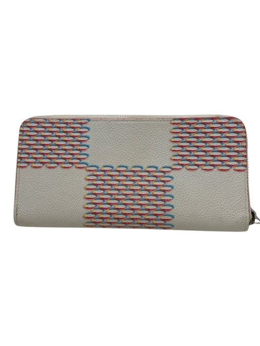 Louis Vuitton White, Red, Blue Pebble Leather Zip Up Logo Continental Wallets White, Red, Blue