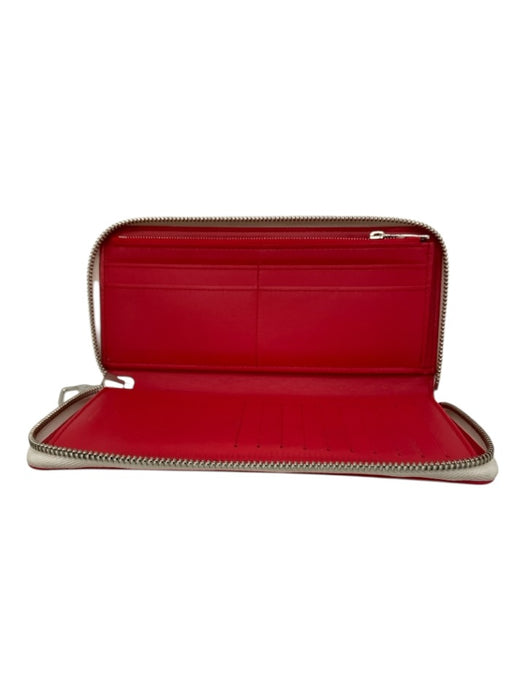 Louis Vuitton White, Red, Blue Pebble Leather Zip Up Logo Continental Wallets White, Red, Blue